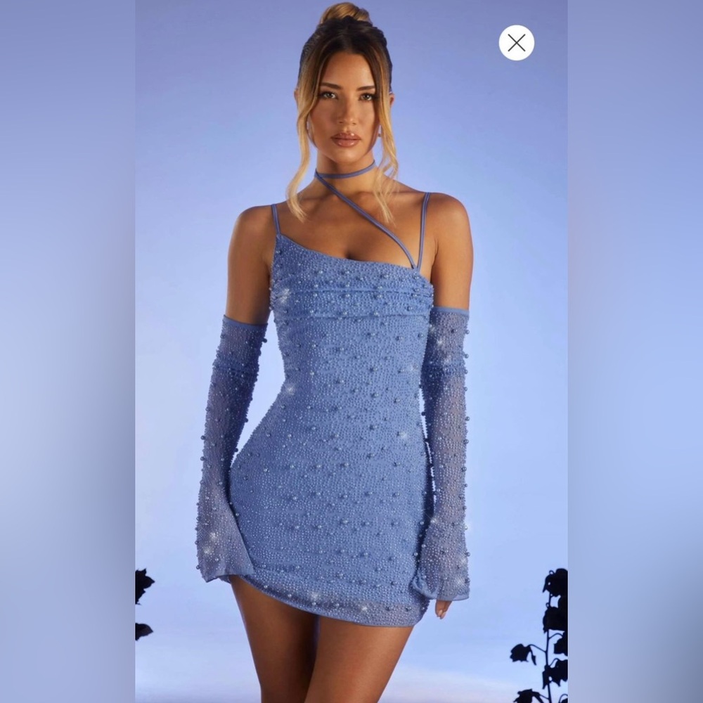 Oh Polly Blue Embellished Dress